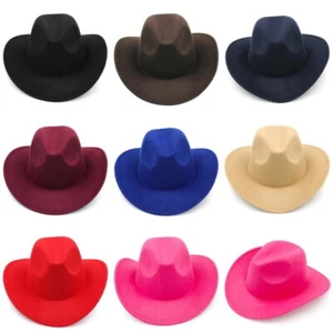 Kids Boys Girls Felt Cowboy Hat Wool Blend Children Western Cowgirl Cap Size XS - Picture 1 of 37