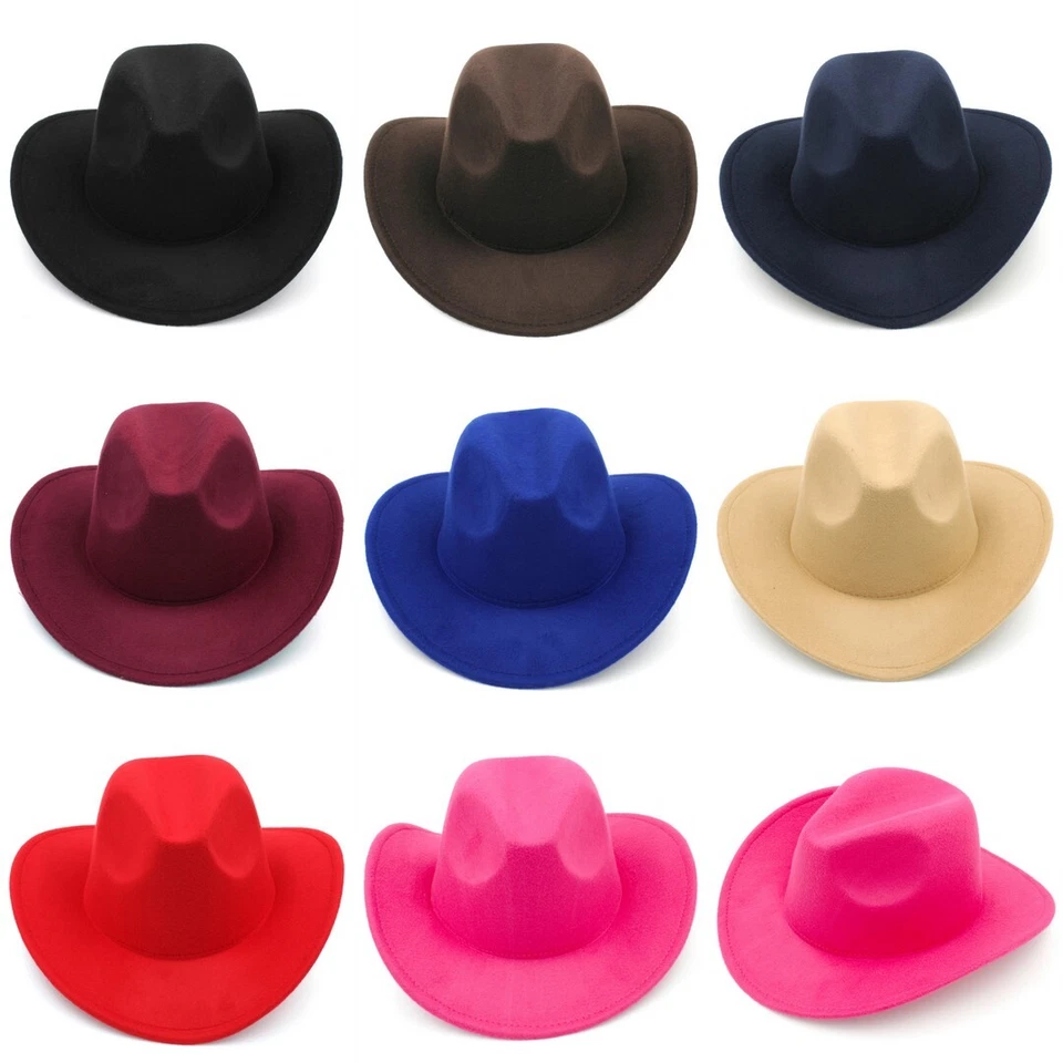 Niños Niños Niñas Fieltro Vaquero Sombrero Mezcla Lana Niños Western Vaquera Gorra Talla XS Foto 1 de 4