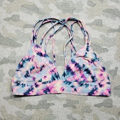 Victoria Secret Bralette Womens Medium Blue Purple Tie Die Criss Cross Back - Image 1 of 4