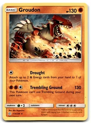 2019 Sun & Moon - Cosmic Eclipse Groudon b Basic/Rare #113 - Image 1 of 2