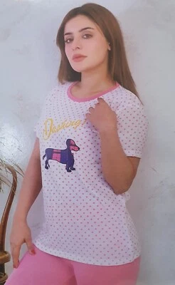 Pigiama DONNA cotone estivo MANICA CORTA  pantalone 3/4 mezza manica ESTIVO - Immagine 1 di 3