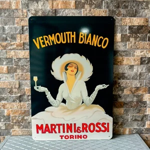 Vintage MARTINI &ROSSI VERMOUTH BIANCO Lady Hevy Metal Sign-24"x16" (60x40 cm) - Picture 1 of 9