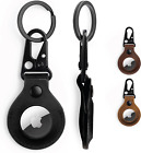 Airtag Holder Leather Case with Clasp and Key Ring Keychain - Air Tag Holder Ful