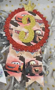 Cars birthday badge Birthday Badge Birthday Lightening McQueen Birthday - Picture 1 of 1