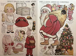 1917 GG Drayton Dolly Dingle Home Again American Christmas Magazine Santa Print - Picture 1 of 1