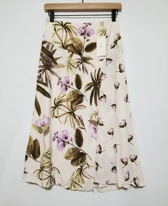 Falda midi con estampado de jardín tropical Vince nueva con etiquetas en crema talla 00, 0, 6, 10 $295 - Imagen 1 de 11