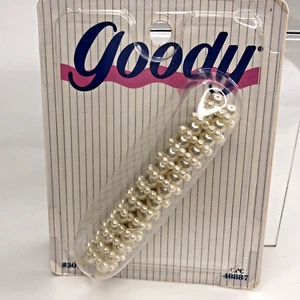 Vintage Goody 3.5 Inch Barrette Hair 2.5" Clip White Pearl Glamorous NOS 3071 - Picture 1 of 6