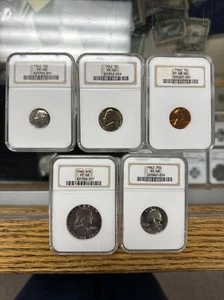 1962 1c-50c Proof Set (5 Coins) NGC GRADED - ALL GRADED PROOF 68 Fatty Holders - Picture 1 of 6