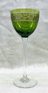 NANCY VERRE A VIN DU RHIN ROEMER CRISTAL GRAVÉ DOUBLÉ DE COULEUR COLORÉ VERT - Foto 1 di 6
