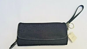Liz Claiborne  WRISTLET SMALL LOGO FASHION BAG BLACK CLASSIC PURSE WALET ZIPPER - Picture 1 of 9