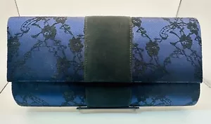 Valerie Stevens - Navy Satin with black lace overlay dress purse - Picture 1 of 4