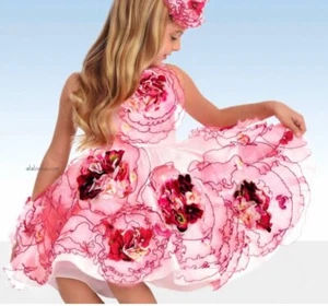 Lesy By Lisetta Cosi Dress Pink White Floral Frill Tulle Party Flower girl 50th - Picture 1 of 14