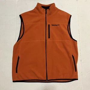 Timberland Orange Fleece Vest Mens Size XL Full Zip Pockets Outdoor Winter - Picture 1 of 6
