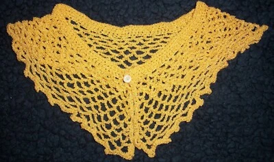 Antiguo collar de encaje victoriano vintage de ganchillo a mano imitación seda dorado amarillo Foto 1 de 4