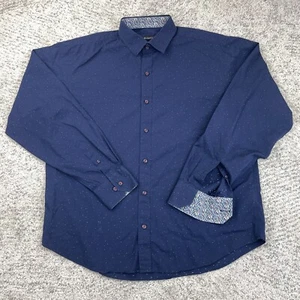 Bugatchi Shirt Mens Medium Classic Fit Flip Cuff City Pattern Long Sleeve Dress - Picture 1 of 10