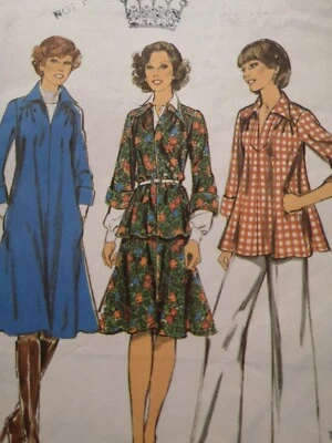 STYLE 1040 VINTAGE 1970 SEWING PATTERN yoke slit neck smock dress top & skirt - Image 1 of 4