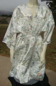 Barbizon Vintage Short Silky Floral Flowers Belted Robe Small Medium - Picture 1 of 7