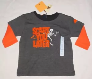 NWT Baby GAP Boys HALLOWEEN Gray Skeleton "SCARE YOU LATER" Shirt 12-18 M - Picture 1 of 4