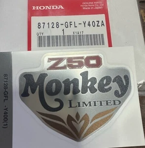 *1EA OEM HONDA SIDE TYPE 1 EMBLEM FOR Z50 MONKEY 87128-GFL-Y40ZA - Picture 1 of 2