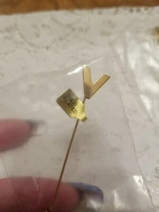 V stick Pin Gold Plated "V" Initial Stick Pin Lapel Pin NEW NWT 1980 Stock 2.75" - Picture 1 of 2