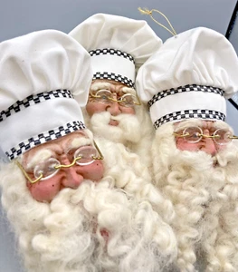 Adorno de Navidad Cabeza de Papá Noel Resina y Tela Panadero Chef 6" Mera Vic - Imagen 1 de 22