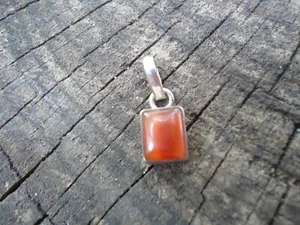 Ciondolo corniola argento sterling 925 pietra preziosa arancione marrone gioielli vintage - Foto 1 di 8