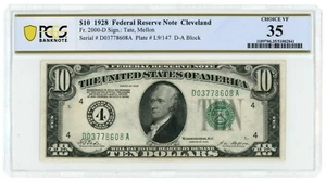 1928 FRN $10 Cleveland FR-2000-D PCGS VF35 (L5044) - Foto 1 di 2