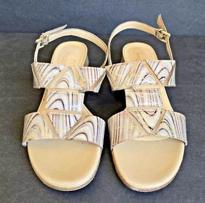 Women's Casuccio Vincenzo Sandals Italy Clear Plastic W/Beige Marble Vinyl Sz-6 - Image 1 of 4