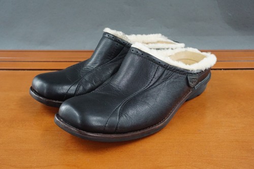 Scarpe UGG Australia Langford Mules donna 6 nero pelle slip on sandalo casual