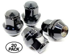 20 14x1.5 21mm Hex Black OEM Factory Style Acorn Ford Mustang Lincoln Lug Nuts 