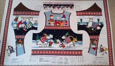 Chaleco Vintage Corte y Costura Concord's "Holiday on Ice" Tela Estampada Adulto S-XL Foto 1 de 4