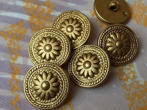 6x Kunststoff-Knöpfe - Trachtenknöpfe - Blume - Gold - 23mm - Larp, Trachten - Bild 1 von 1