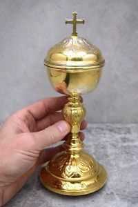 Antique French Ciborium, Cup Silver, For Day Chapel, 8 7/8" (CU231) chalice co. - Picture 1 of 13