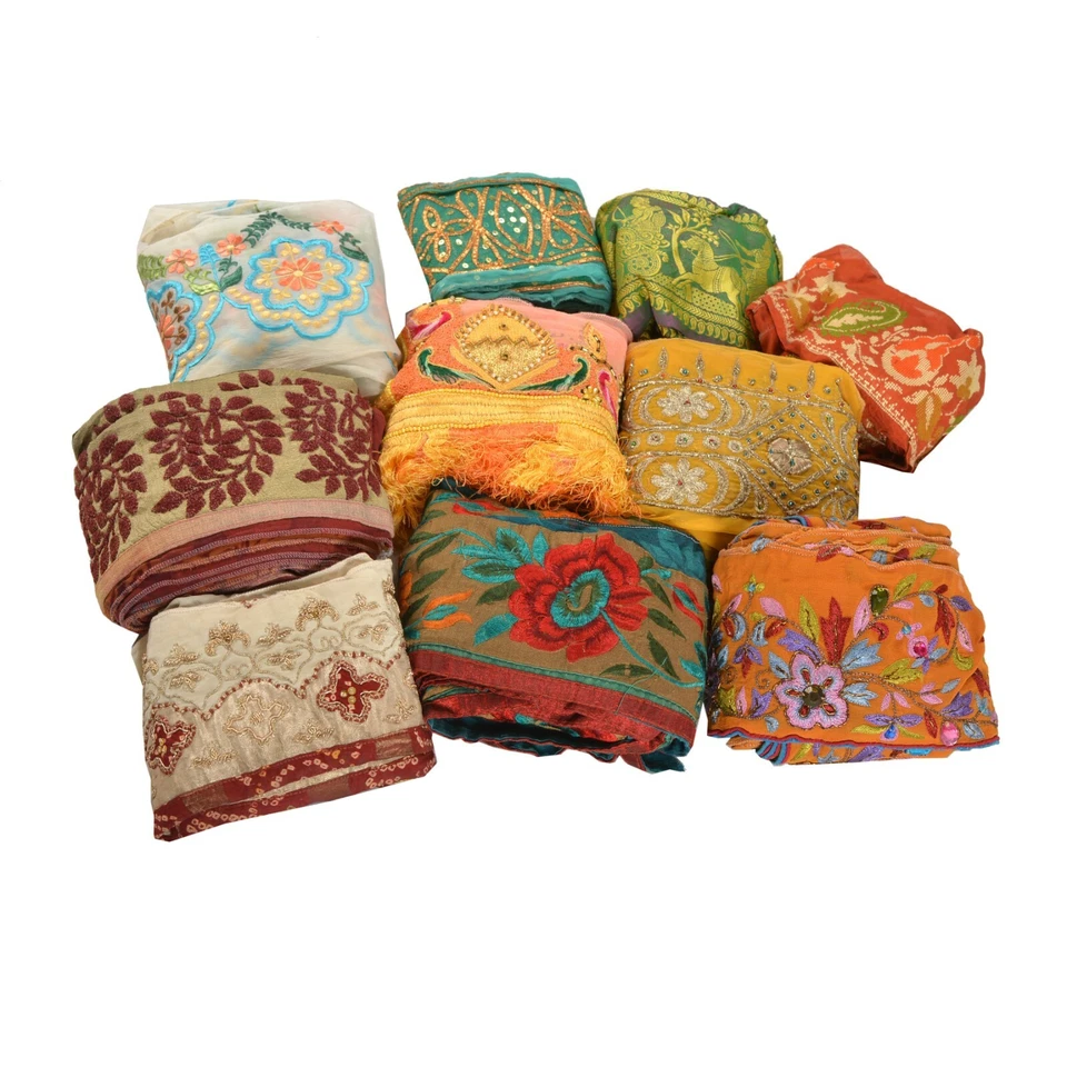 Sanskriti Vintage Saree Border Combo Assorted 10 YD Embroidered Craft Sari Lace - Image 1 of 1