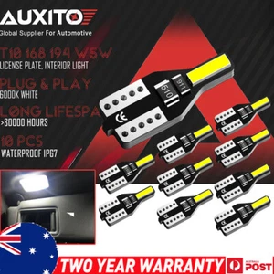 AUXITO 10x CANBUS T10 Wedge 12V Parker Number Bulbs Plate LED W5W 194 168 WHITE - Picture 1 of 13