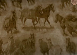Workin the West brown TOT horses Maywood fabric 30 inch piece - Picture 1 of 1
