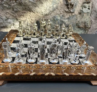 Luxury Roman Chess Set Handmade Wood Board Vintage Themed- Christmas Gift 🎁 - Image 1 of 4