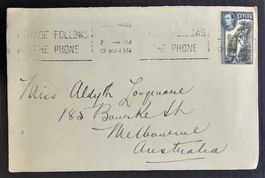 1939 Ceylon Cover ties 20c stamp cd Colombo-Melbourne - Picture 1 of 2