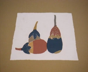 Keisuke Serizawa Kataezome "Eggplant" Print Framed Art 42x33cm - Picture 1 of 6