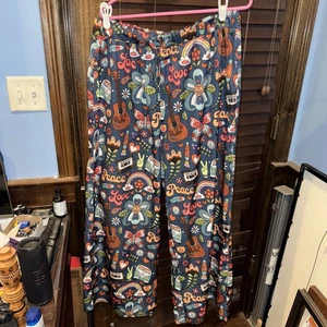 Pantalones de mujer 2XL ligeros con cordón Peace Love Hippy Flower Power - Imagen 1 de 4