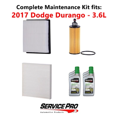 2017 Dodge Durango 3.6L Complete Cabin, Air & Oil Filter Kit (0W-20) Foto 1 de 4