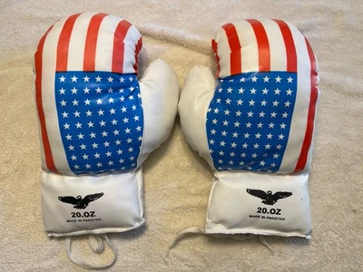 Vintage USA American Flag Boxing Gloves Training Fighting  20 oz Pakistan Made - Image 1 of 4