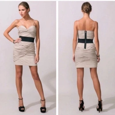 NEW Women's Foley & Carina Mesh Tan and Black Mini Dress Medium Club Cocktail - Image 1 of 4