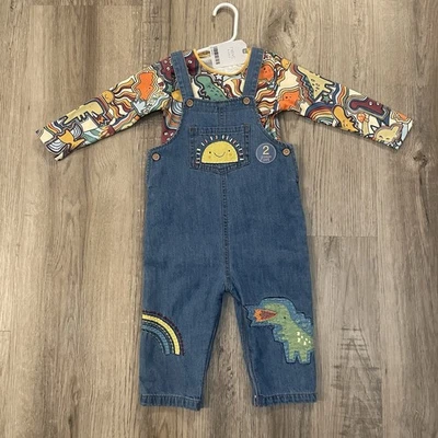 Nuevo con etiquetas Próximo Conjunto Mono de Dos Piezas para Bebé Niño Denim Peto Conjunto Dinosaurios 12-18M Foto 1 de 4