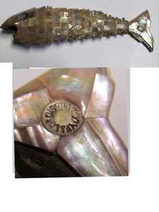 Vintage Abalone Articulated Fish Bottle Opener Los Castillo Taxco 8" - Picture 1 of 10
