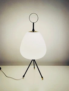 🟠 STILNOVO Elegante lampada tripode in ottone e vetro anni 50 - Foto 1 di 10