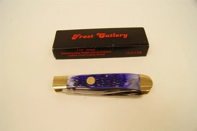 FROST CUTLERY Trapper Folding Knife Blue Bone Stainless 14-312 PJB - Image 1 of 4