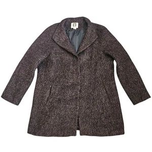 Anne Klein Tweed Wollmischung mittellanger Mantel Jacke Gr. XL braun Herbst Winter - Bild 1 von 12