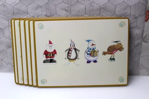Set of 6 Christmas Placemats Santa, Penguin, Snowman & Robin Design 29 x 21 cm - Picture 1 of 13