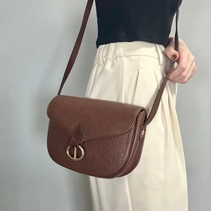Christian Dior CD Shoulder Bag Purse Leather Brown Gold Authentic Used Women's - Imagen 1 de 22